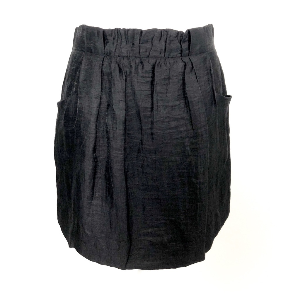 J Crew Black Linen Pleated Skirt 00